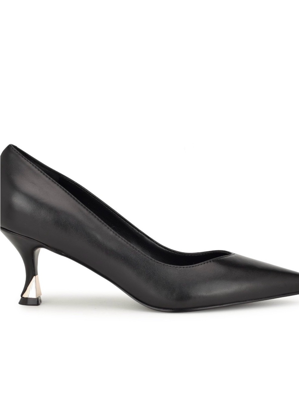 Nine West Black Pointed-Toe Pump with Metallic Accent Heel